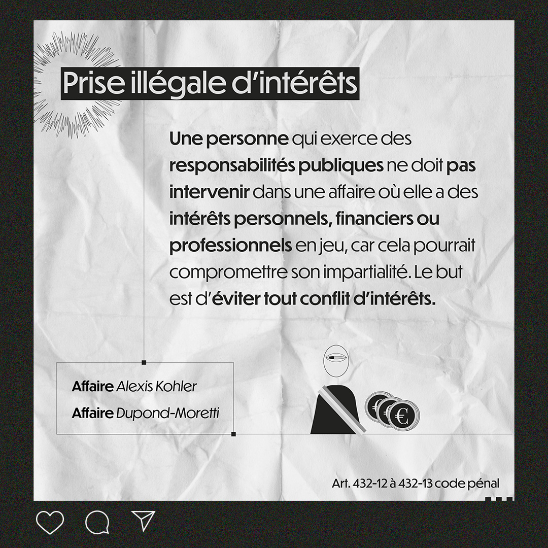 visuel pour réseaux sociaux expliquant ce qu'est la prise illégale d'intérêt